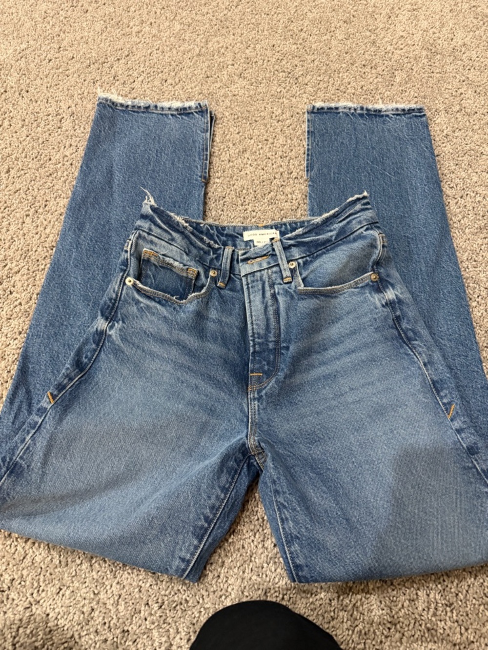 Good American Light Blue Denim Straight Leg Jeans